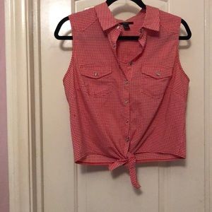 Tie front cropped top